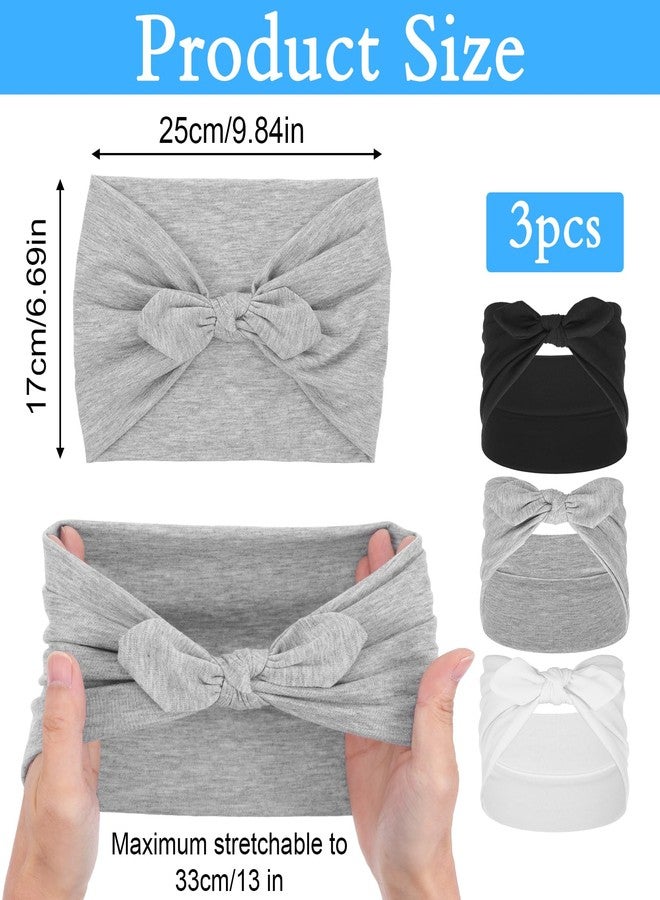 MBAIYO 3 Pack Black Bow Headbands for Women, Boho Wide Head Bands for Women's Hair Wide Non Slip Elastic Headwraps Boho Turban Hair Accessories for Workout Yoga - Image 4